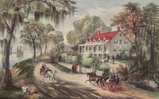 A Home On The Mississippi, pub. 1871, Currier & Ives (Colour Lithograph)