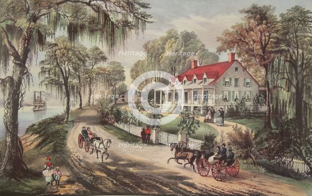 A Home On The Mississippi, pub. 1871,  Currier & Ives (Colour Lithograph)