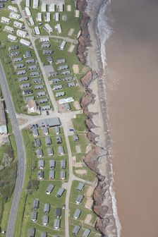 A holiday park threatened by coastal erosion, Withernsea, East Riding of Yorkshire, 2016. Creator: Dave MacLeod