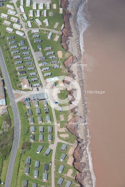 A holiday park threatened by coastal erosion, Withernsea, East Riding of Yorkshire, 2016. Creator: Dave MacLeod.