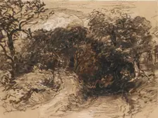 A hollow Lane near Harborne, Derbyshire, 19th century. Artist: David Cox the elder
