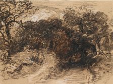 A hollow Lane near Harborne, Derbyshire, 19th century. Artist: David Cox the elder