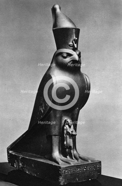A Horus falcon with King Nectanebo I (380 BC-362 BC), c370 BC (1936). Artist: Unknown
