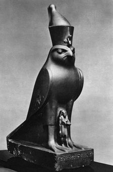 A Horus falcon with King Nectanebo I (380 BC-362 BC), c370 BC (1936)