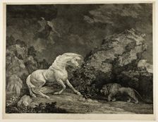 A Horse Affrighted by a Lion, September 25, 1777. Creator: George Stubbs