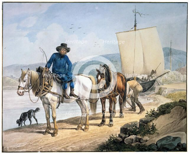 'A Horse And Cart at the River', 1817.  Artist: Johann Adam Klein