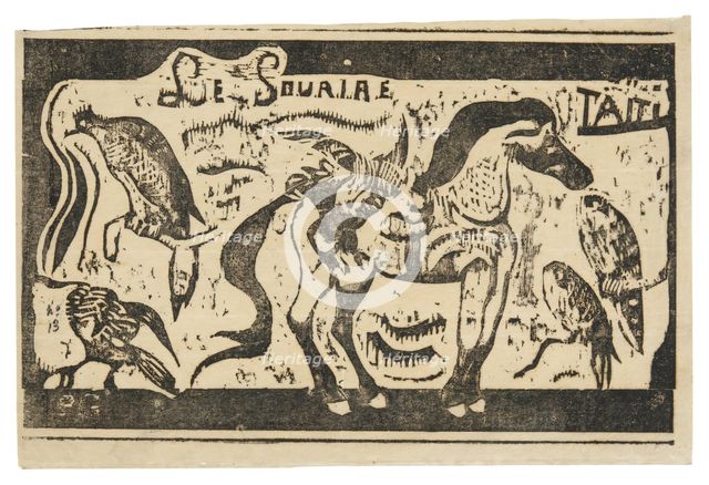 A Horse and Birds, headpiece for Le sourire, 1899. Creator: Paul Gauguin.