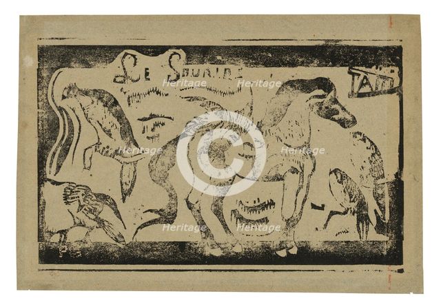 A Horse and Birds, headpiece for Le sourire, 1899. Creator: Paul Gauguin.