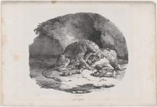 A Horse Being Eaten by a Lion, 1823. Creator: Theodore Gericault