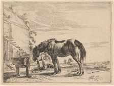 A Horse Bound to a Feeding Trough, 1651. Creator: Dirck Stoop