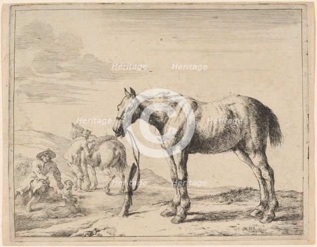 A Horse Bound to a Post, 1651. Creator: Dirck Stoop.