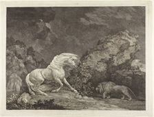 A Horse Frightened by a Lion, 1777. Creator: George Stubbs