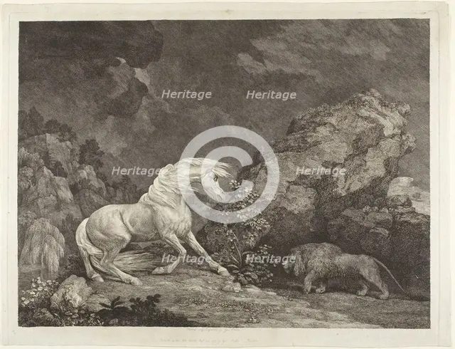A Horse Frightened by a Lion, 1777. Creator: George Stubbs.