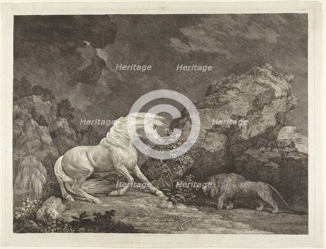 A Horse Frightened by a Lion, 1777. Creator: George Stubbs.