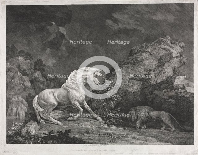 A Horse Frightened by a Lion, 1777. Creator: George Stubbs (British, 1724-1806).