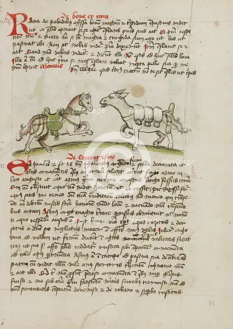A Horse Laden with Sacks and a Donkey; Fables, third quarter of 15th century. Creator: Unknown.