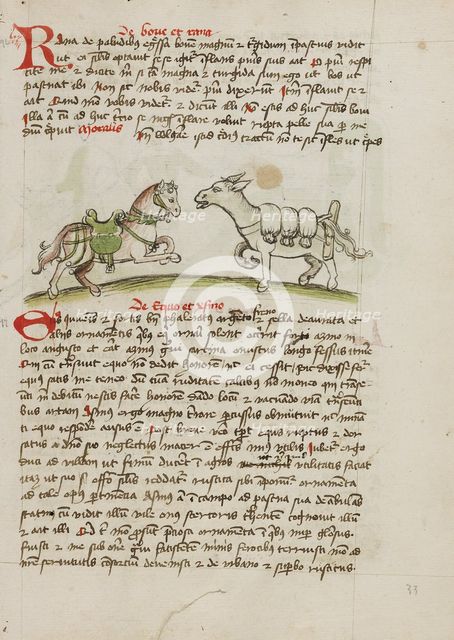A Horse Laden with Sacks and a Donkey; Fables, third quarter of 15th century. Creator: Unknown.