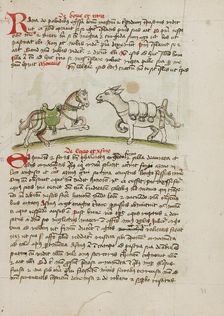 A Horse Laden with Sacks and a Donkey; Fables, third quarter of 15th century. Creator: Unknown