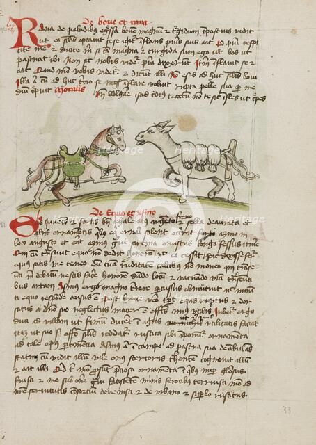 A Horse Laden with Sacks and a Donkey; Fables, third quarter of 15th century. Creator: Unknown.