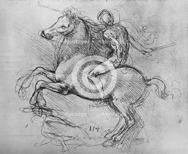 'A Horseman Trampling on a Fallen Foe', c1480 (1945). Artist: Leonardo da Vinci.