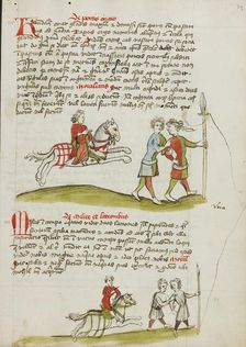 A Horseman and Two Robbers; Fables, third quarter of 15th century. Creator: Unknown