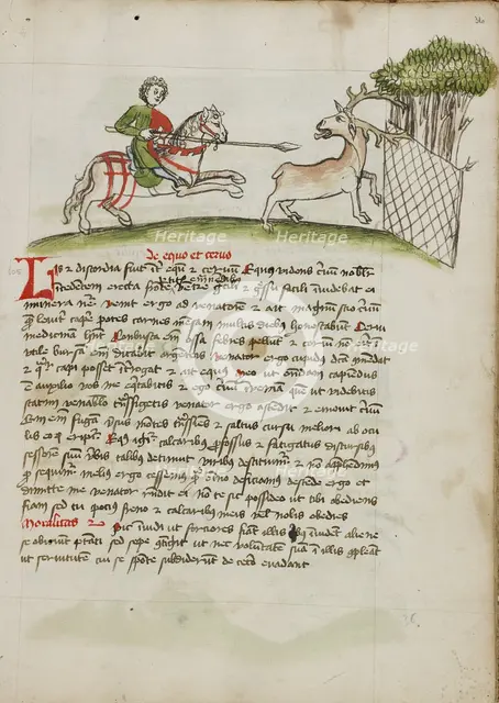 A Horseman Following a Stag Which has Been Captured in a Net; Fables, third quarter of 15th century. Creator: Unknown.