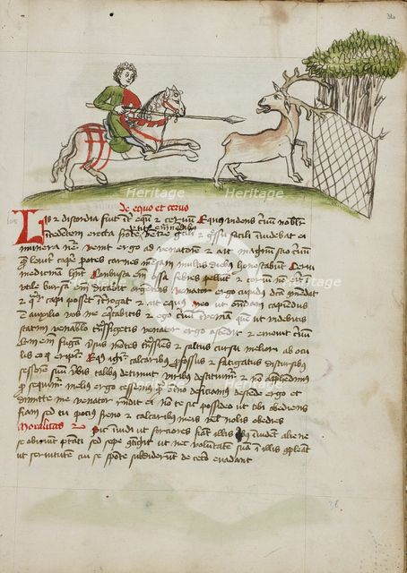 A Horseman Following a Stag Which has Been Captured in a Net; Fables, third quarter of 15th century. Creator: Unknown.