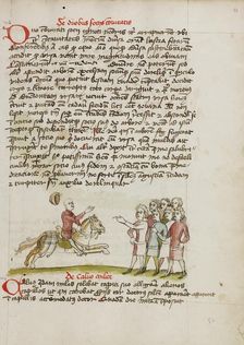 A Horseman Leaving his House before a Crowd of People; Fables, third quarter of 15th century. Creator: Unknown