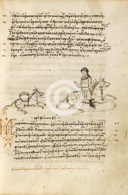 A Horseman Leading a Donkey; Miscellany: Physiologus: other texts, 1510-1520. Creator: Unknown.