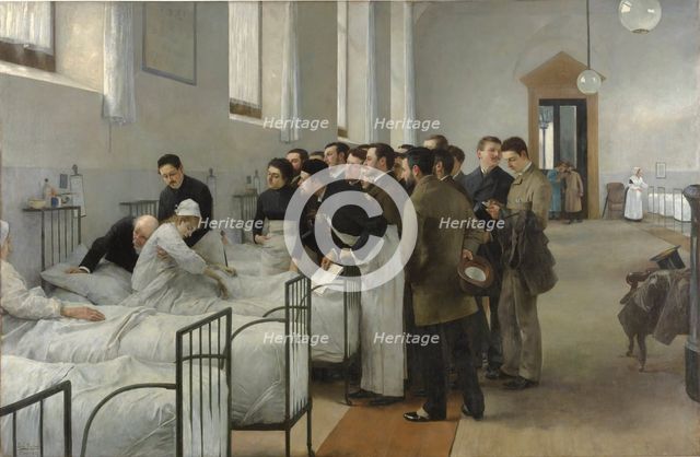 A Hospital Ward during the Chief Physician's Round, 1889. Creator: Jiménez Aranda, Luis (1845-1928).