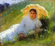 A Hot Day (On the Grass. Midday) 1883. Artist: Ivan Kramskoy