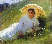 A Hot Day (On the Grass. Midday) 1883. Artist: Ivan Kramskoy