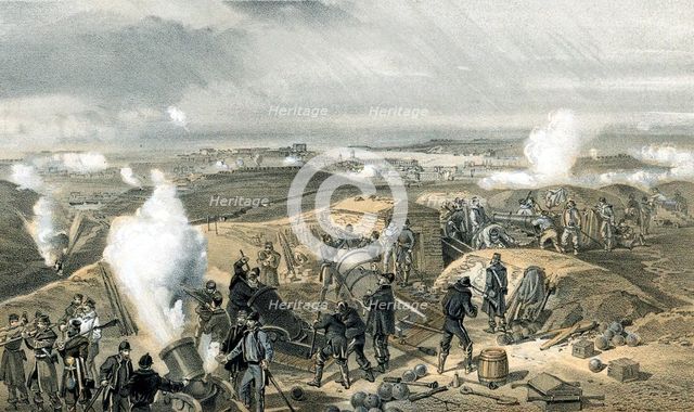 'A Hot Day in the Batteries', Crimean War, 1853-1856. Artist: Unknown