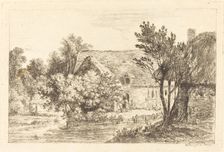 A House and a Shaded Cottage on the Banks of a River, c. 1770. Creator: Nicolas Perignon