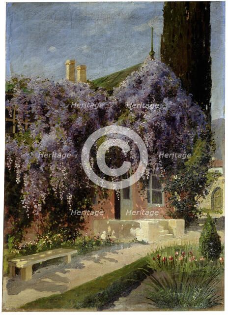 'A House Entwined with Wisteria', late 19th or 20th century. Artist: Mikhail Alisov