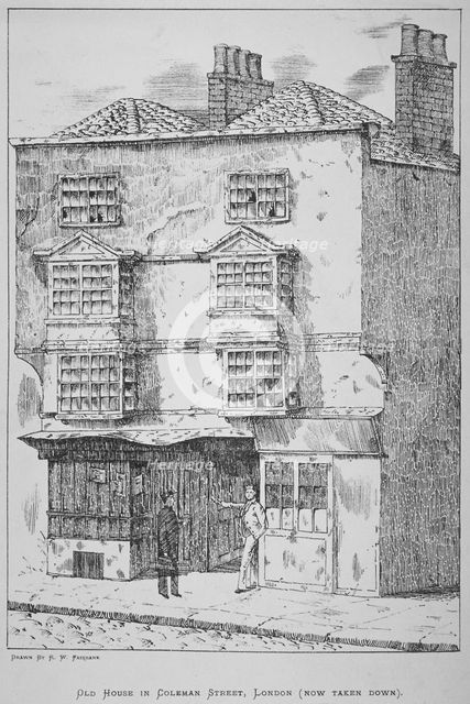 A house in Coleman Street, City of London, 1865.                                                   Artist: Anon