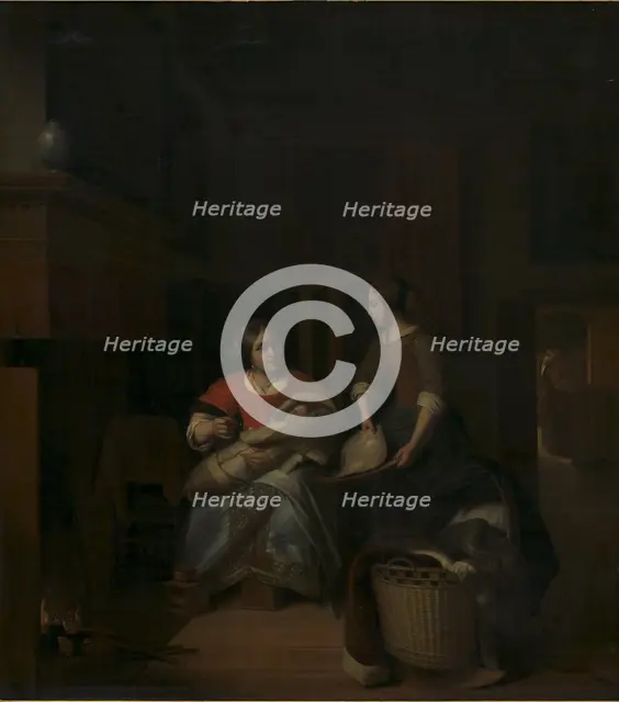 A Housewife Instructing her Maid, 1644-1683. Creator: Pieter de Hooch.