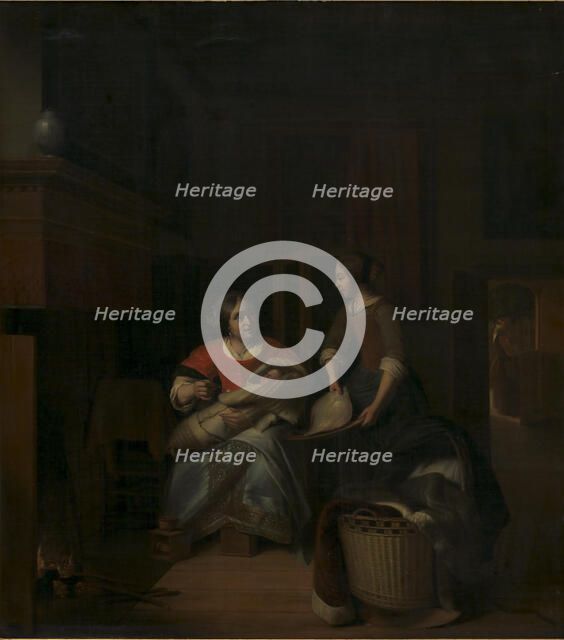 A Housewife Instructing her Maid, 1644-1683. Creator: Pieter de Hooch.