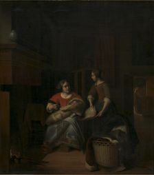 A Housewife Instructing her Maid, 1644-1683. Creator: Pieter de Hooch