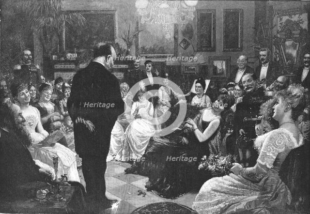 ''"A Humorous Recitation"; from the picture by Knut Ekwall', 1890. Creator: Knut Ekwall.