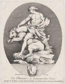 A Hunter Grabbing a Bear, 1737. Creators: Caylus, Anne-Claude-Philippe de, Jacques Philippe Le Bas
