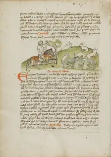 A Hunter on Horseback Hunting Hare; Fables, third quarter of 15th century. Creator: Unknown