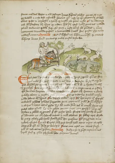 A Hunter on Horseback Hunting Hare; Fables, third quarter of 15th century. Creator: Unknown.