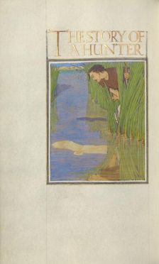 A Hunter Standing in Reeds and Seeing a Reflection of a White Bird in the Water, 1908. Creator: Florence Kingsford Cockerell