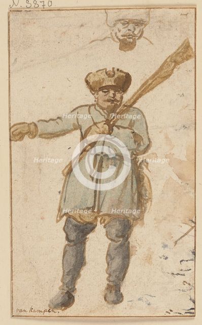 A hunter with a rifle and fur hat, 17th century. Creator: Hendrick Avercamp.