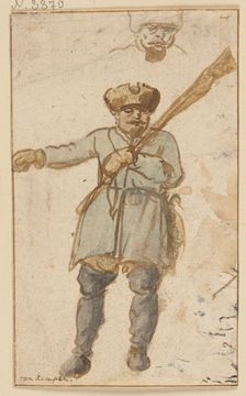 A hunter with a rifle and fur hat, 17th century. Creator: Hendrick Avercamp