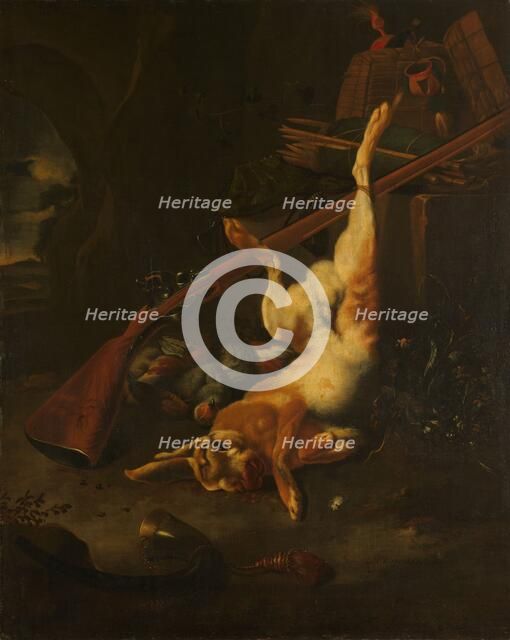 A Hunter's Bag, with Dead Hare, 1660-1695. Creator: Melchior d'Hondecoeter.