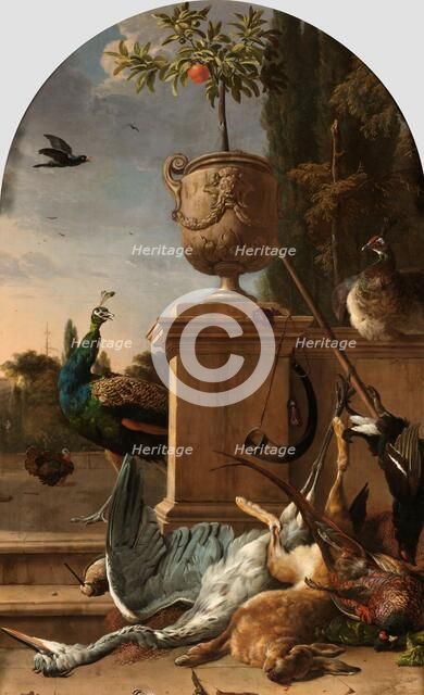 A Hunter’s Bag on a Terrace, c.1678. Creator: Melchior d'Hondecoeter.