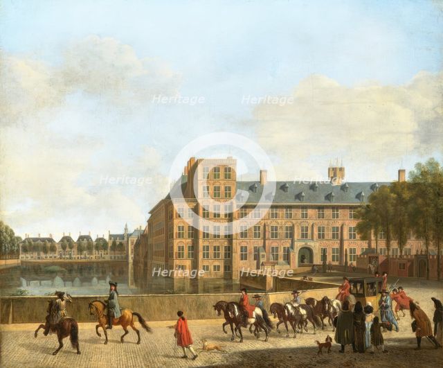 A Hunting Party near the Hofvijver in The Hague, Seen from the Buitenhof. Creator: Gerrit Berckheyde.