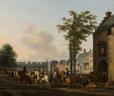 A Hunting Party near the Hofvijver in The Hague, seen from the Plaats. Creator: Gerrit Berckheyde
